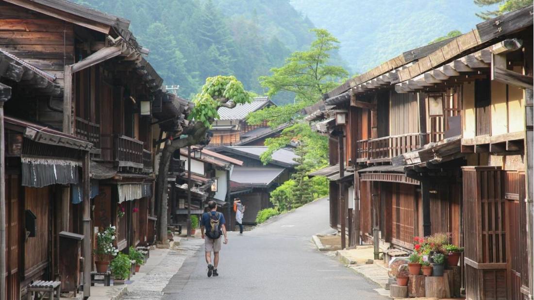 Passing through historic postal towns on the Nakasendo Way