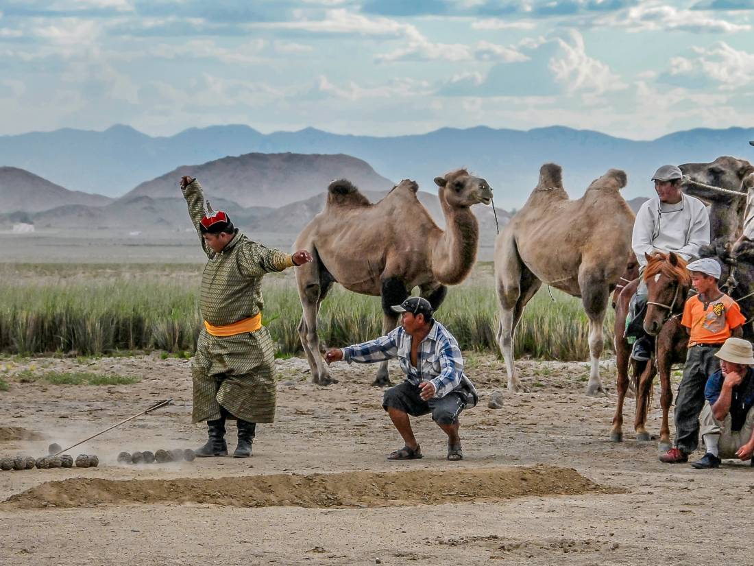 Spectators looking on during a provincial Naadam archery competition