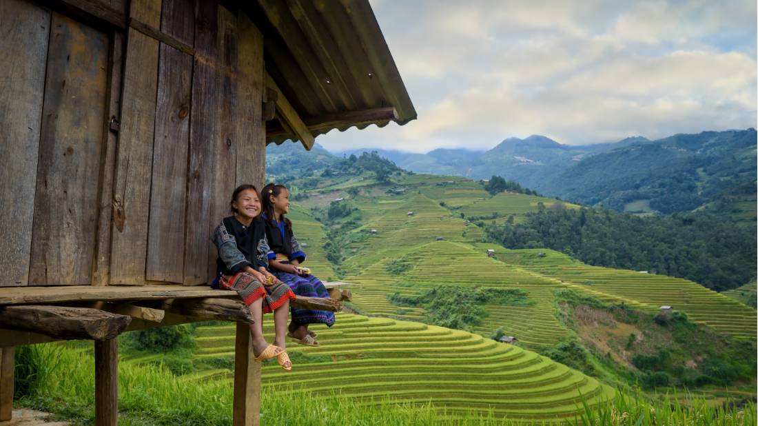 Friendly village children in Ha Giang, Vietnam