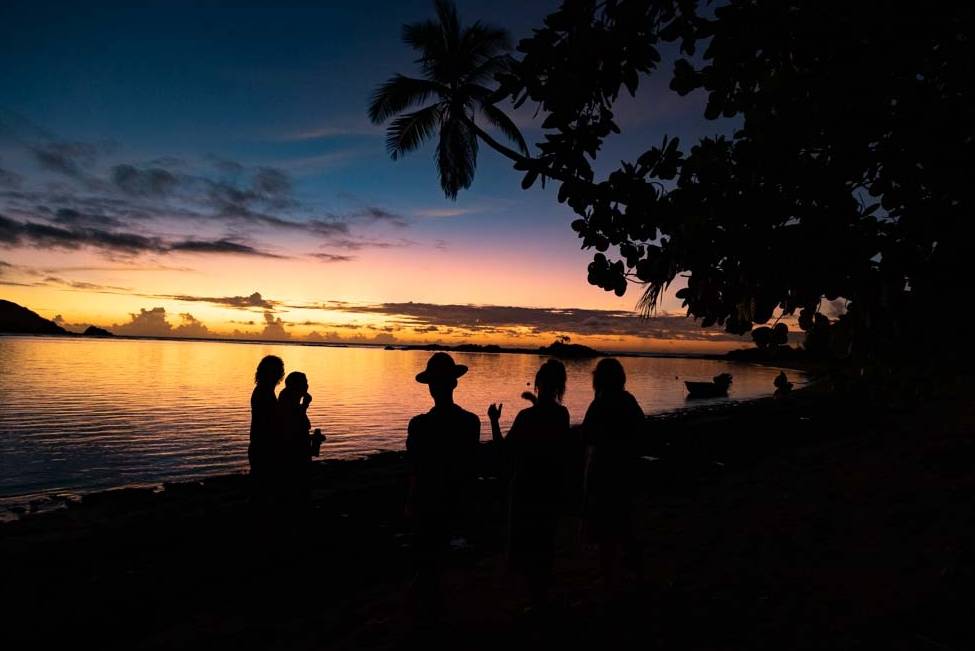 Enjoying a beautiful sunset of the Yasawa Islands