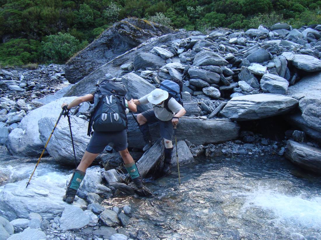 River crossing on the Gillespie & Rabbit Pass trek