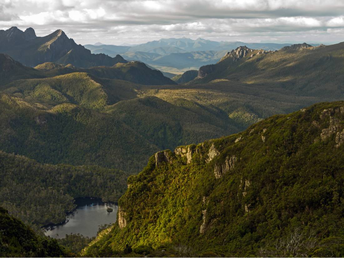 Looking out from Bechervaise Plateau towards Mt Anne |  <i>Brian Eglinton</i>