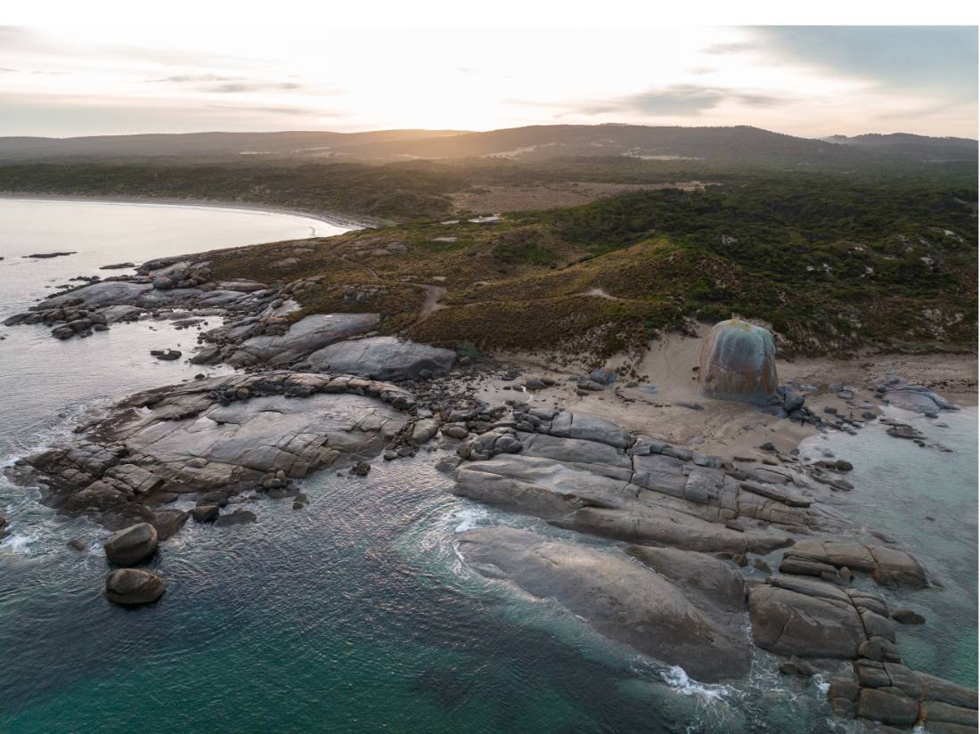 Sunrise over Marshall Bay, home of Castle Rock