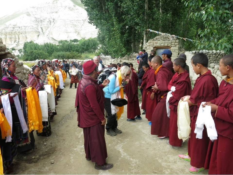 Margie Thomas with Chosar villagers