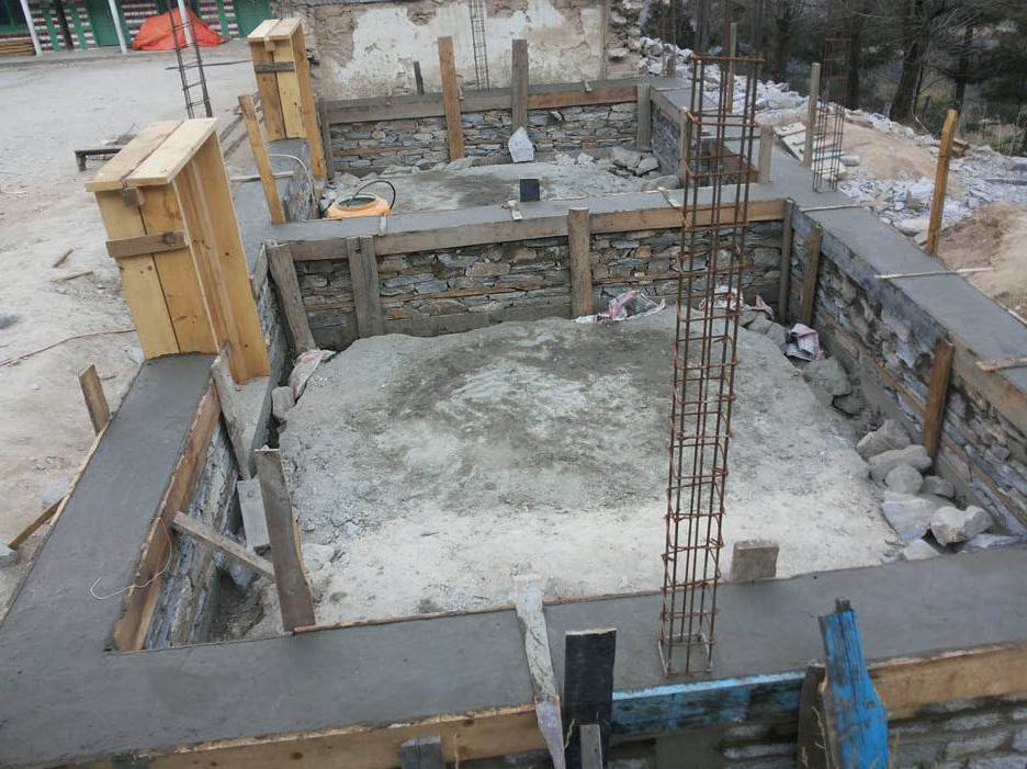 Building the foundations for new classrooms in Lura village