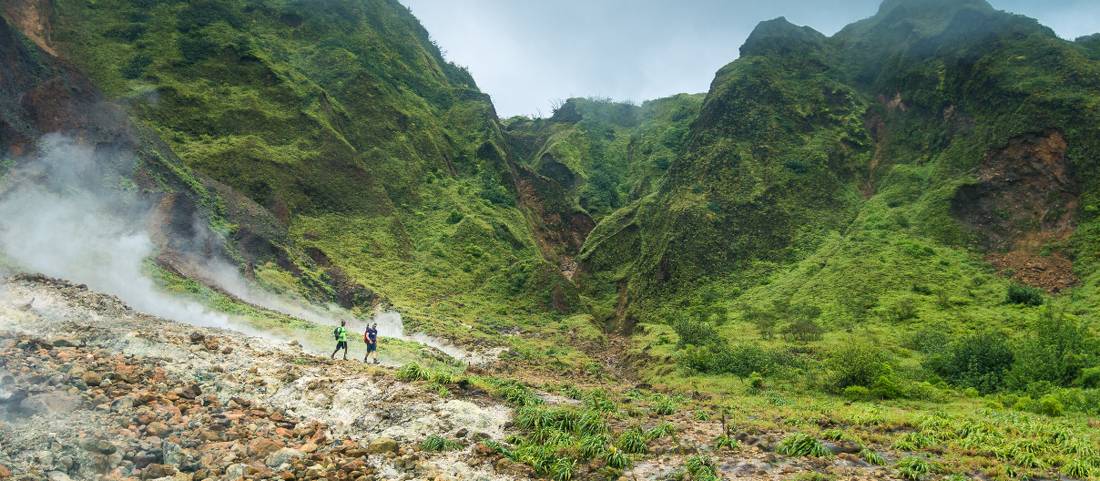 Day trek to Dominica's boiling lake through the Valley of Desolation   