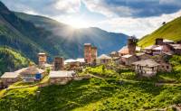 Ushguli, a community of four villages located at the head of the Enguri gorge in Svaneti, Georgia.