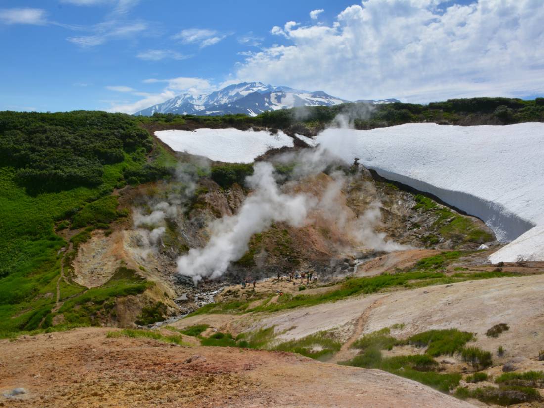 Steam rising at the mini geyser valley