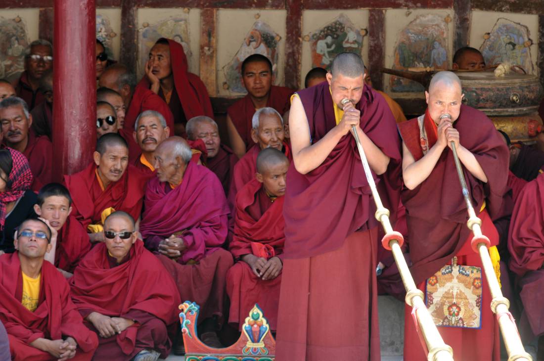 Gathered men at the festival at Hemis, Ladakh | <i>Adam Mussolum</i>