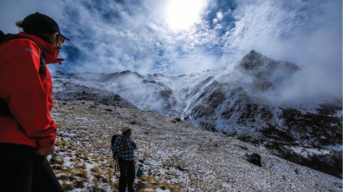 Stopping to enjoy the view on the trail to Kopra Ridge | <i>Mark Tipple</i>