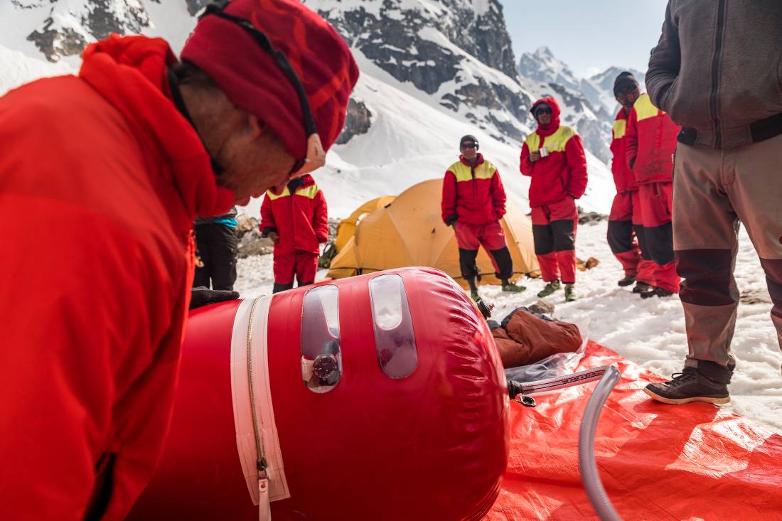All high altitude treks carry a Portable Altitude Chamber | <i>Lachlan Gardiner</i>