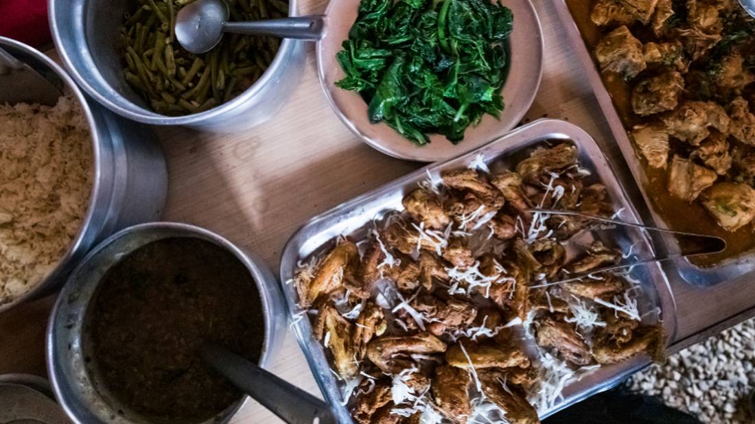 We include freshly prepared, nutritious meals three times a day while on trek in Nepal. |  <i>Lachlan Gardiner</i>