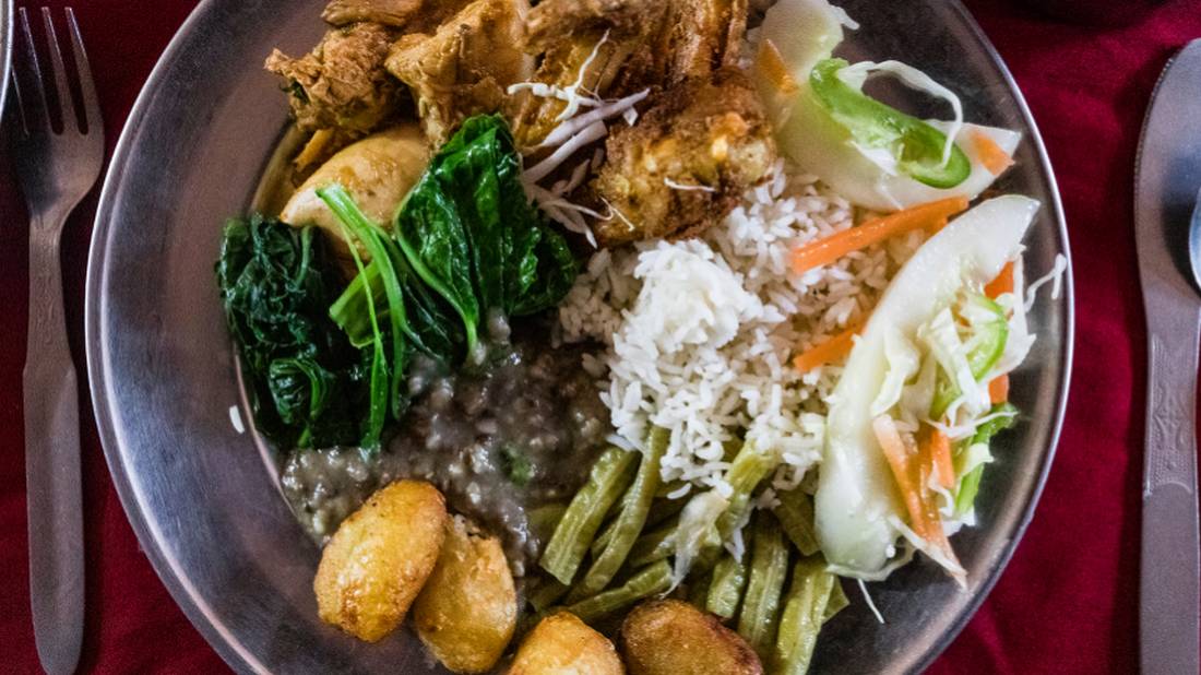 We include freshly prepared, nutritious meals three times a day while on trek in Nepal. |  <i>Lachlan Gardiner</i>