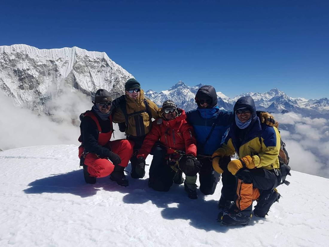 On the summit of Pachermo (6273m), Nepal on our 2022 mountaineering course. | <i>Ngawang Sherpa</i>