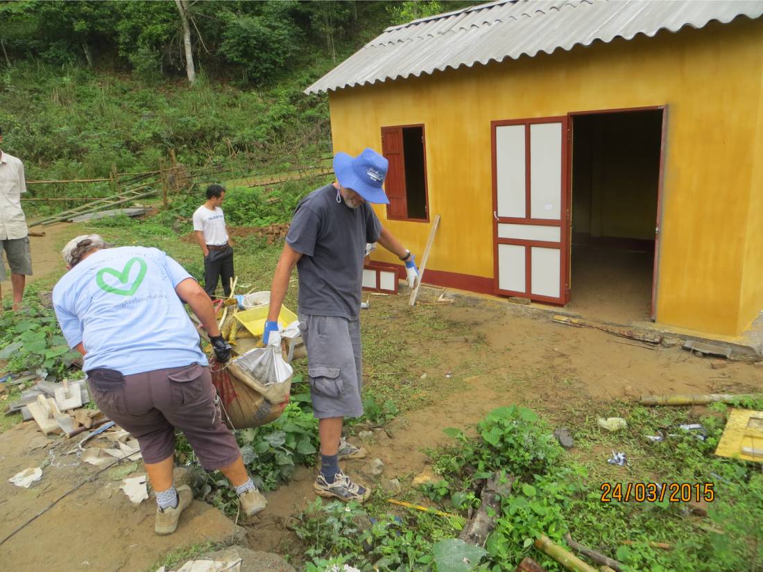 Every body works hard to complete the project at Thanh Son Elementary School in Vietnam