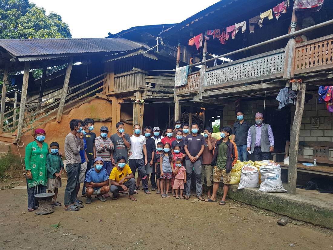 Porter families in Nepal receiving our 'Lend a Hand Appeal' food packages