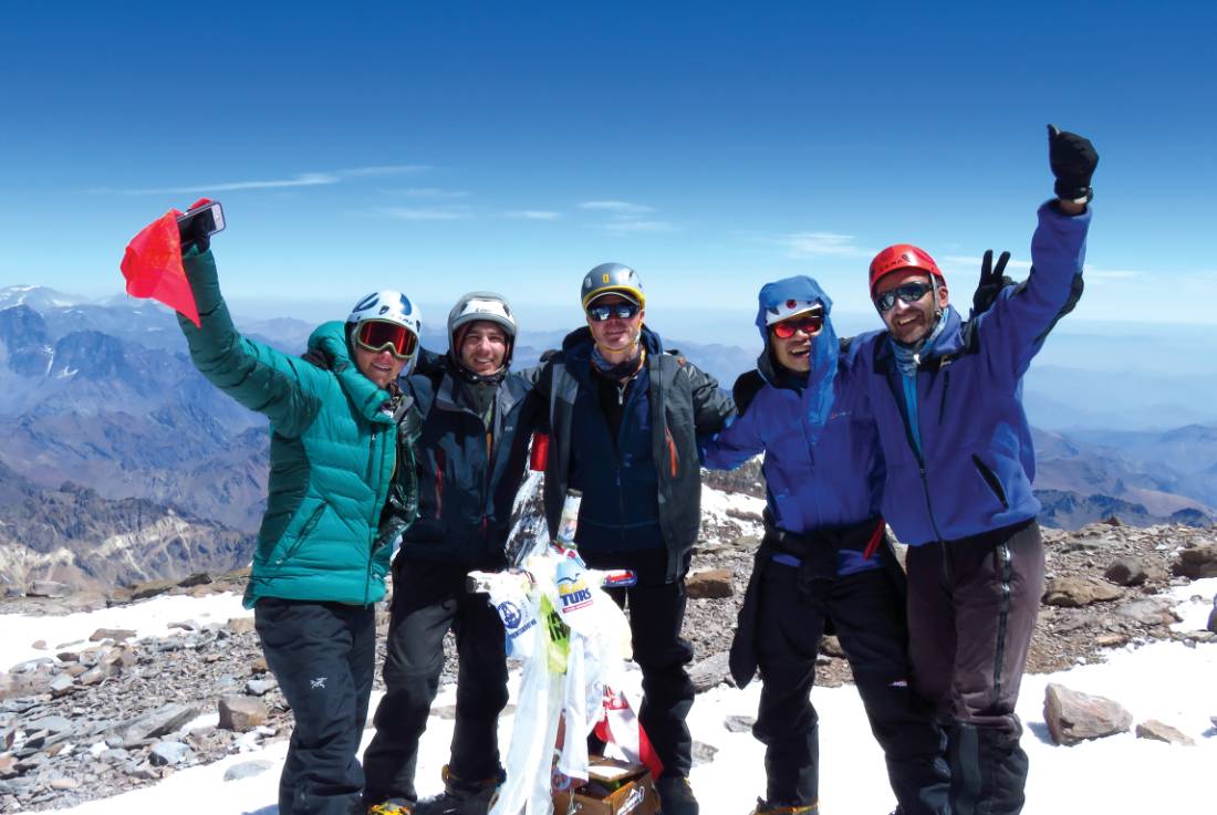 Climbers celebrate on Aconcagua's summit | <i>Angel Armesto</i>