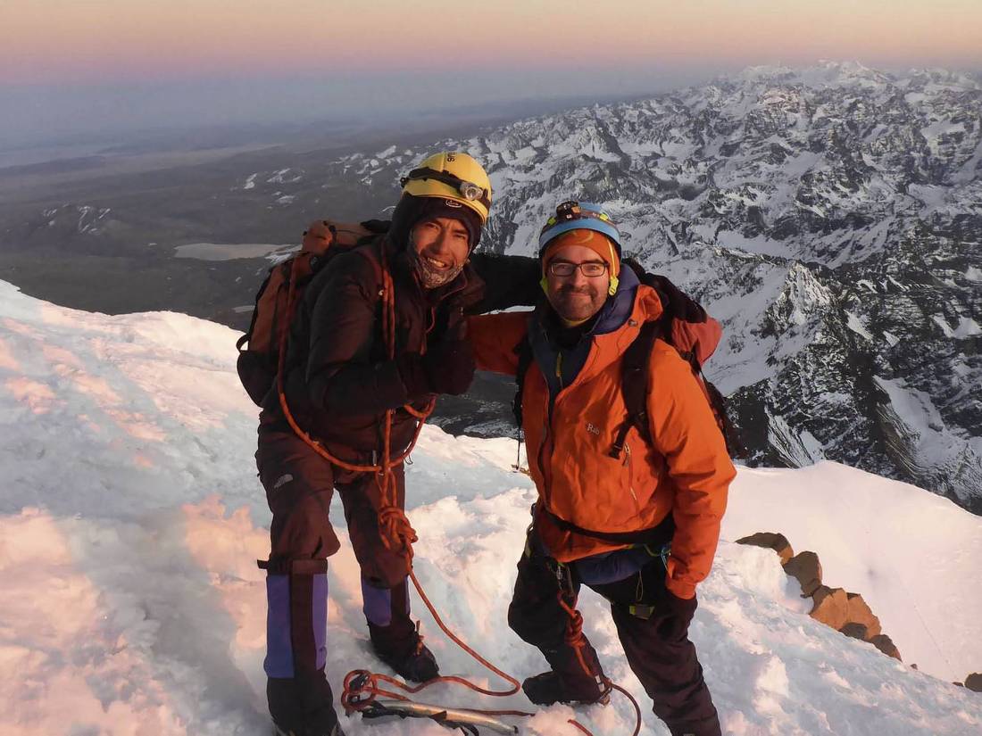 Celebrating a successful Huayna Potosi summit with a stunning sunrise | <i>Anthony Bohm</i>