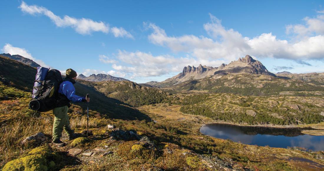 Blue skies overhead trekking Los Dientes de Navarino circuit | <i>EcoCamp Patagonia</i>
