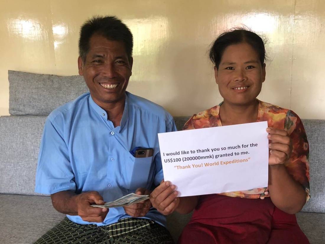 Myanmar staff receive their donations