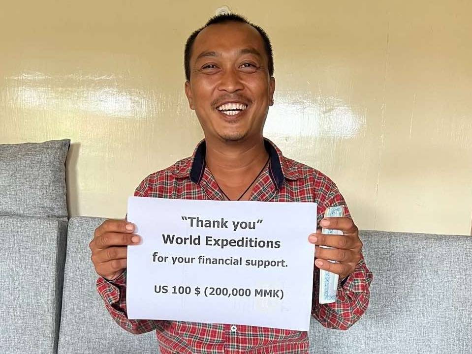 Myanmar staff receive their donations