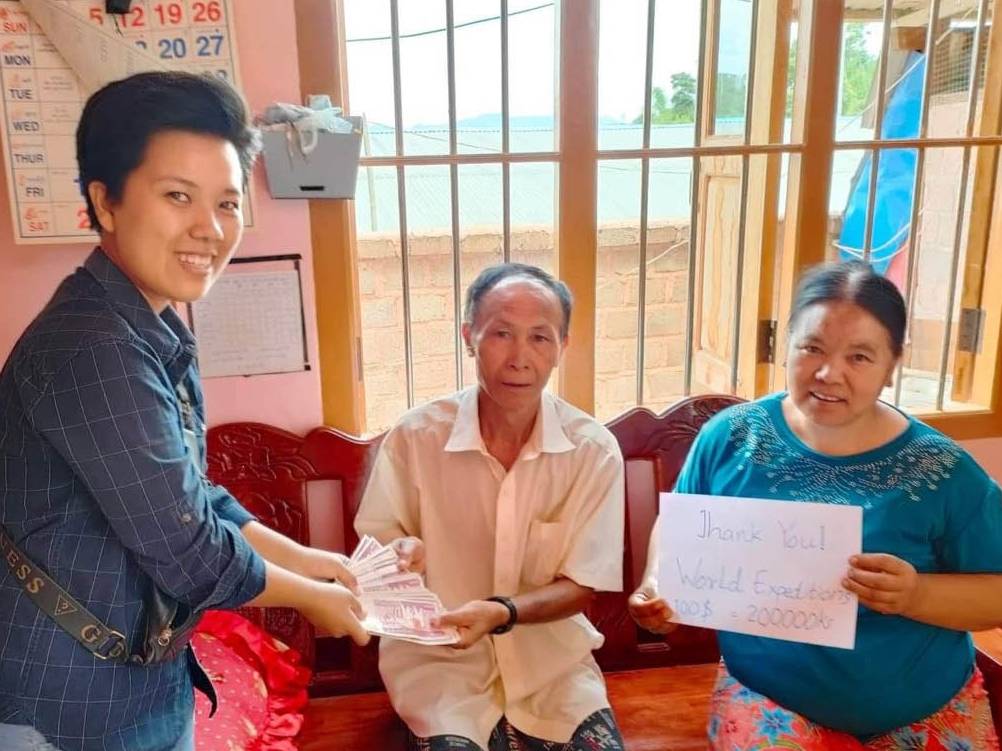 Myanmar staff receive their donations